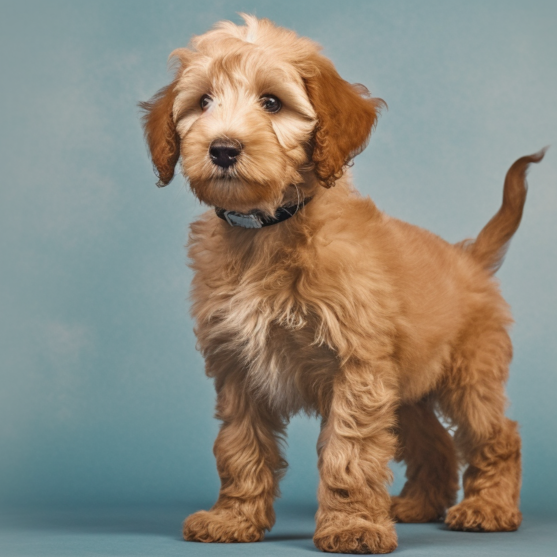 happy brown Mini Labdradoodle puppy brown Mini Labdradoodle puppy